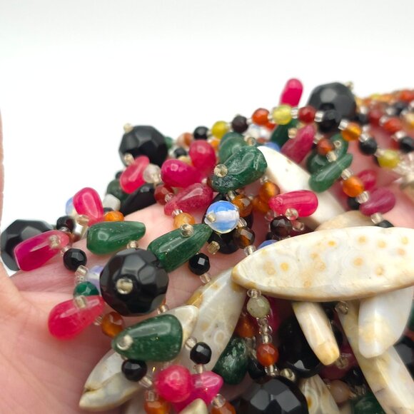 20 Inch 925 Sterling Silver Four Strands Of Various Semi Precious Stones Necklac - Picture 4 of 7